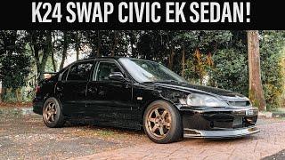 K24 SWAP CIVIC EK SEDAN TEST DRIVE REVIEW! #K24