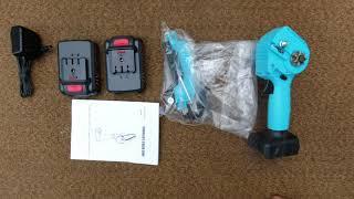 Mini chainsaw unboxing, assembly and demonstration