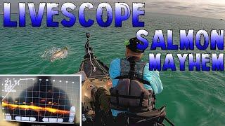 Kayak Fishing for Giant Lake Michigan King Salmon!!! Insane Livescope Reactions You WON'T BELIEVE!