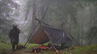 Camping in Non-Stop Rain for 2 Days - Extreme Rain Experience!