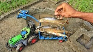 catch fish using mini water pump | fishing exciting | diy tractor @sunfarming7533