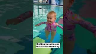 Shallow water exploration is great for building independence in Baby Swimming. #babyswimming #swim