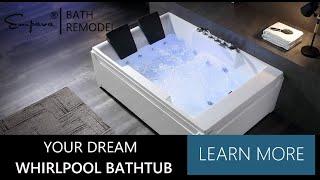 (2023) 72 in. Whirlpool Rectangular Bathtub - Empava-72JT367LED