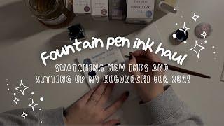 Fountain Pen Ink Haul | Swatching New Inks & Setting Up My Hobonichi For 2025 | heartsfailing