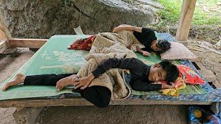 Homeless boy and poor girl picking wild bananas to sell - Homeless Boy