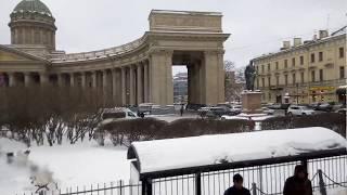 Close View of Kazan Cathedral,Saint Petersburg(Russia) on a Hop on Hop Off Bus Tour across the City