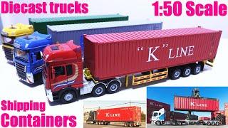 Shipping Container Trucks. Diecast Semi Hauler Trucks. K Line Logistics and Shipping. FUN TOY CARS!