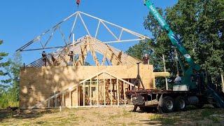 Flying Trusses with my Daughters - The Start of a New Roof  | It's Crane Day!