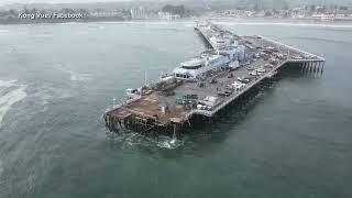 Santa Cruz wharf partially collapses amid high surf warning along California coast