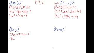 Expanding Perfect Squares using the FOIL method