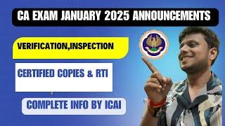 CA Exam January 2025 ICAI  Verification,Inspection,Certified Copies & RTI