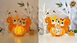 How To Make Paper Cut Lantern Squirrel Couple