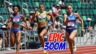 Epic 300m|Abby Steiner Battles Jena Prandini At The Millrose Games In NY In Her First Race In 2023