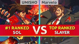 GGST ▰ UMISHO (#1 Ranked Sol) vs Marvelo (TOP Ranked Slayer). High Level Gameplay