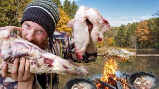 8-Day Wilderness Living Survival Challenge (THE MOVIE - SEASON 4) Trap, Fish, Hunt,Caveman MeatEater