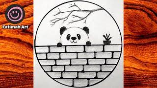 Circle drawing panda drawingseasy circle drawing easy circle scenery: panda drawing in circle⭕