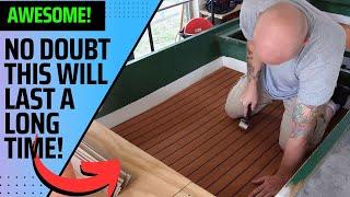 KXKZREN Boat Flooring EVA Foam Decking Sheet Faux Teak Marine Mat Non-Slip Self-Adhesive Flooring