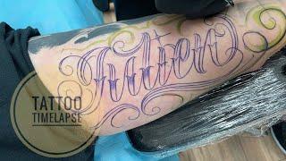 HOW TO TATTOO FOR BEGINNERS.   TATTOO TIME LAPSE- LETTERING