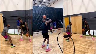 LeBron looking sharp in private workout with chrisjohnsonhoops