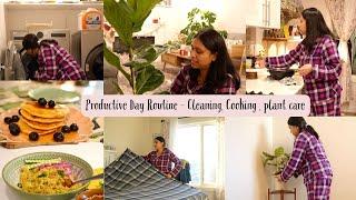 Productive Holiday Routine - Cooking, Cleaning, Plant Care - Cozy warm Vlog (Veg Pulao  / Pancake)