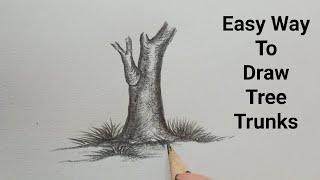 TREE TRUNK DRAWING II HOW TO DRAW TREE TRUNK WITH PENCIL II TREE TRUNK STEP BY STEP