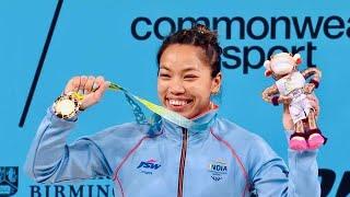 Saikhom Mirabai chanu winning GoldMedal in CWG 2022 Birmingham