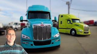 SOLD 600K Miles Warranty – Neon Green & Turquoise 2024 Peterbilt 579 UltraLoft X 15