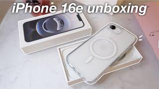 iPhone 16e aesthetic unboxing (white) ️ | setup, camera test & accessories