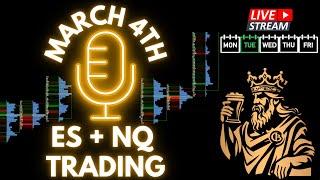 LIVE March 4th- Delta Footprint for $ES and $NQ Commentary and Trade Plans.