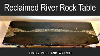 Reclaimed Walnut River Rock Table using Epoxy Resin // How to Make