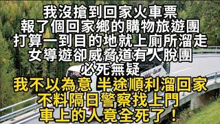 沒搶到回家火車票後 報了個回家鄉的購物旅遊團 打算一到目的地我就溜走 女導遊卻威脅道 有人脫團必死無疑 我不以為意 半途順利溜回家 不料隔日警察找上門#書林小說 #重生 #爽文 #情感故事 #唯美频道