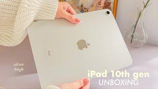 iPad 10th gen unboxing  64gb (silver) 🩶 apple pen alternative, ipad case [aesthetic / asmr]