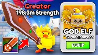 I Got FREE 1 BILLION Strength God Elf Pet and Pulled Gingercrush Sword in Pull a Sword! (Roblox)