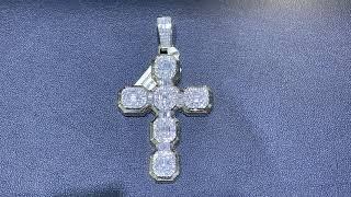 14kt Gold 6ct Diamond Baguette Cross Pendant