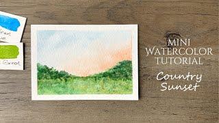 Easy Mini Watercolor Tutorial - Country Sunset