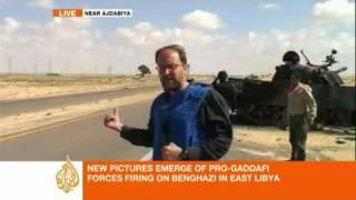 Al Jazeera's James Bays comes too close to fighting in Ajdabiya