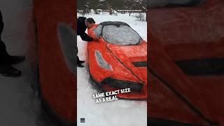 He made a Ferrari out of snow 