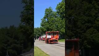 Running track equipment down the street