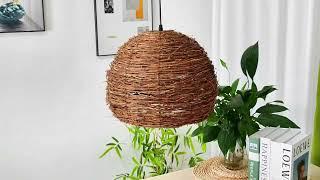 Wabi-sabi style high quality rattan retro pendant light