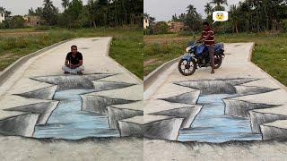 Amazing 3d street art on road | 3D Street art prank | 3D illusion