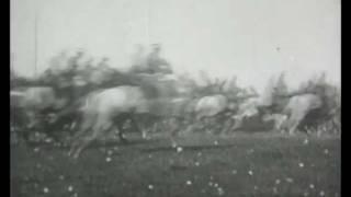 The Scots Greys charging during training on Salisbury Plain, 1909