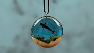 Ocean and Whale Themed Epoxy Resin Necklace | Epoxy resin crafts