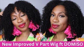 Super V Part Wig Upgraded Afro Kinky Curly Wig-Glueless Beginners Wigs Ft Domiso Hair