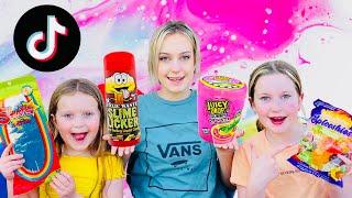 TikTok Famous Candy Challenge with Sisters Play Toys