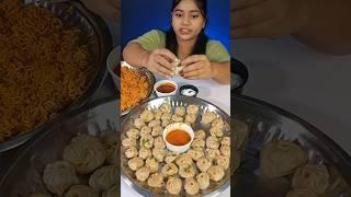 Spicy Momos And Maggi Eating Challenge | Noodles, Veg momos | Indian Street Food Mukbang #shorts