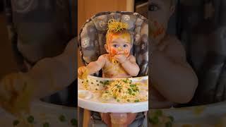 Baby’s Spaghetti Chaos    #baby #cute #funny #funnyvideo #shorts