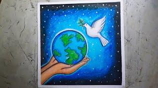 How to draw International Peace day poster for beginners - step by step