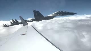 Algerian Air Force fighter formation escorting the presidential plane