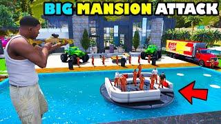 Franklin's New Big Mansion Is Under Attack In GTA 5 | SHINCHAN and CHOP