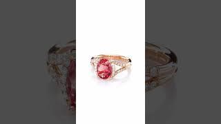 Natural Pink Tourmaline 2.30 carats set in 14K Rose Gold Ring with 0.31 carats Diamonds